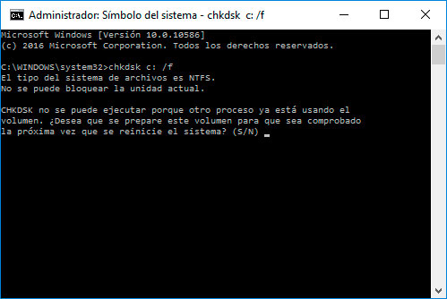 DRIVER_VERIFIER_DETECTED_VIOLATION 0x000000C4: Verifique el disco con Windows, buscando la presencia de errores con el comando chkdsk c: /f