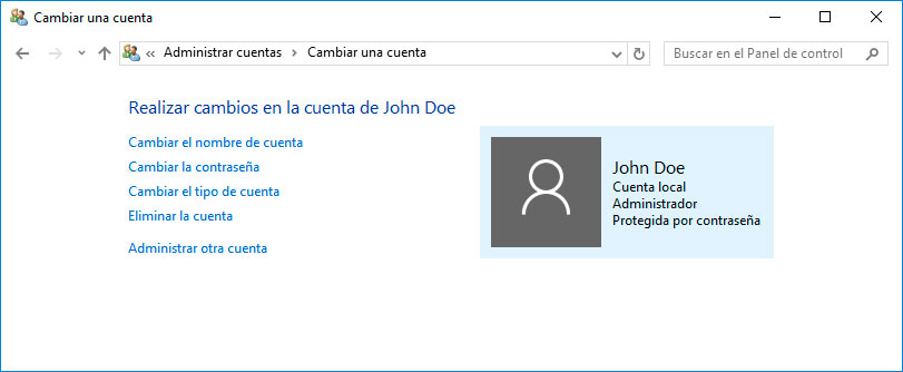 Administrar otra cuenta Windows 10 en ordenador ordenador Iomega