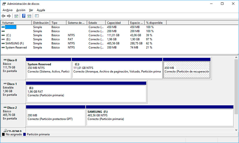 Windows XP: Abrir Administración de discos